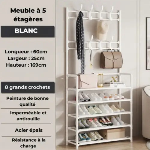 Meuble De Rangement 3 - en - 1 - Blanc / 5 étagères