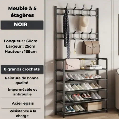 Meuble De Rangement 3 - en - 1 - Noir / 3 étagères