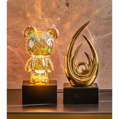 Ourson de Lumière - Lampe à Effet Feu d’Artifices 3D