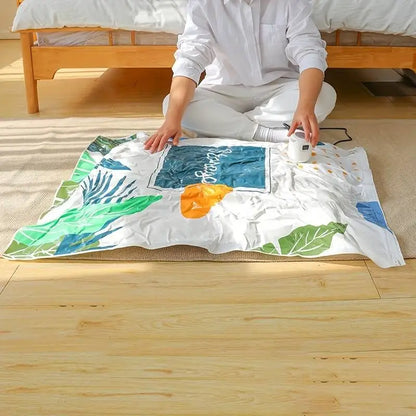 Sac de rangement sous vide réutilisable + Pompe électrique puissante incluse