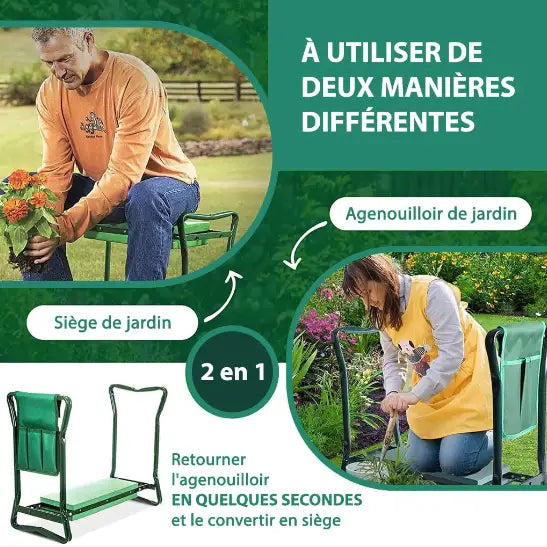 Siège de Jardin et Agenouilloir Polyvalent