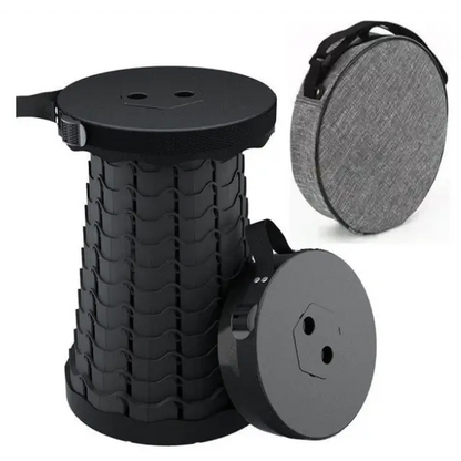 Tabouret Télescopique Pliable ( + Sac de Rangement Offert) - Noir
